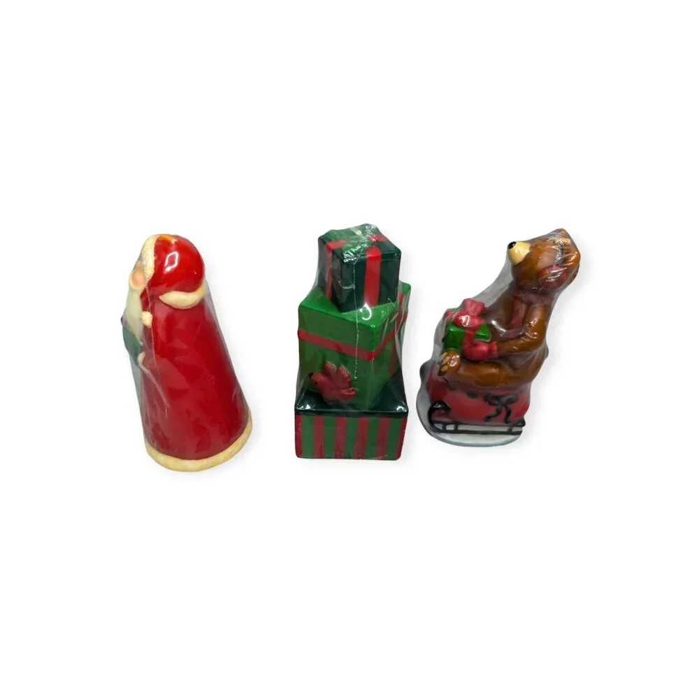 The White Barn Candle Co North Pole Figural Candle Trio-Santa, Presents, Snowman